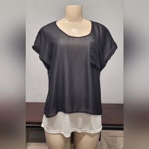 Fashion Bug Sheer Overlay Layered Look Top M